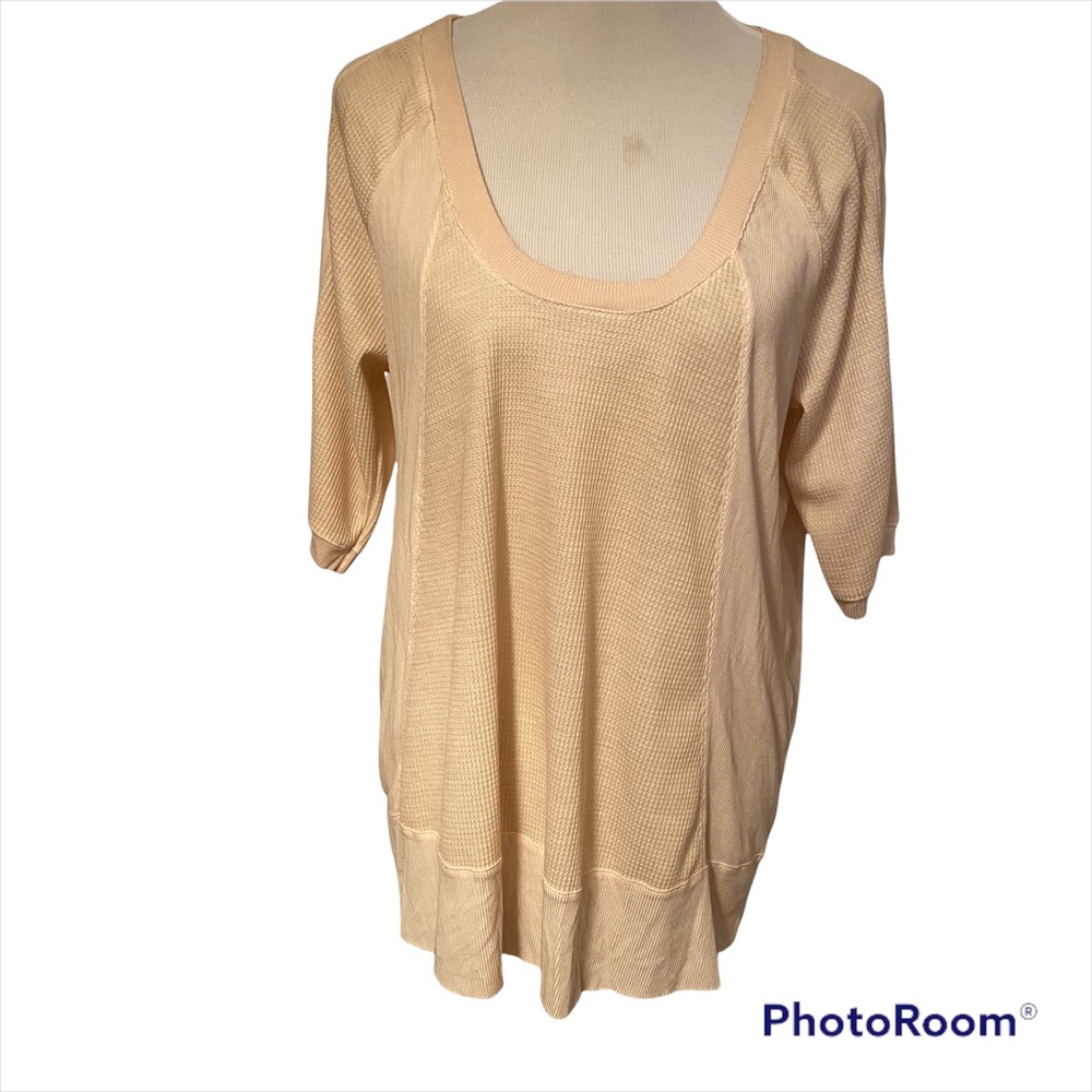 POL NWT DRIFTING TIDE TOP CREAM WAFFLE SCOOP NECK SIZE L BOHEMIAN NEW